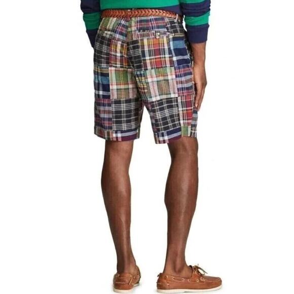 Polo Ralph Lauren Madras Plaid Patchwork Shorts Classic 9" Men's Size 42 - Picture 2 of 10